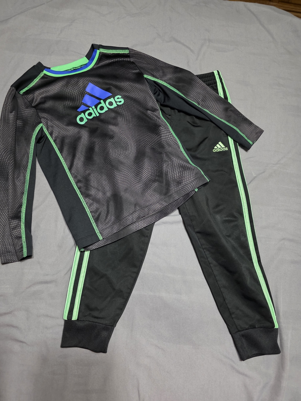 adidas Black and Green Kids Matching Set